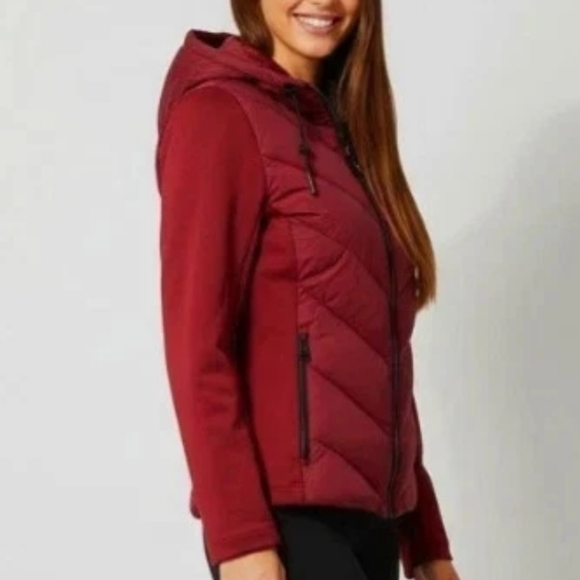 DKNYWomen's Burgundy Media Hooded Jacket Size Small & Medium - Picture 3 of 3